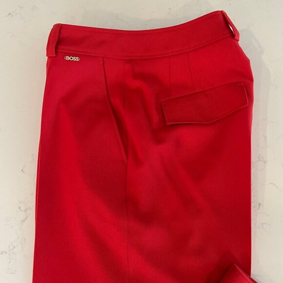 Hugo Boss Tunnai Wool Poly Relaxed Fit Cargo Pants Button Cuff Red Sz 8 NWOT - Picture 6 of 16
